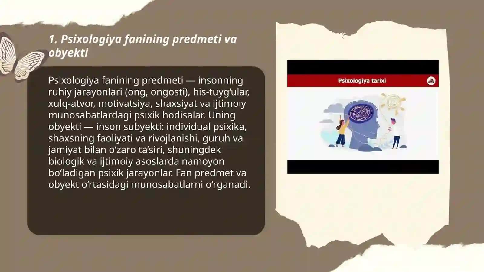 Psixologiya fanining predmeti, rivojlanish tarixi, sohalari tadqiqot metodlari 3
