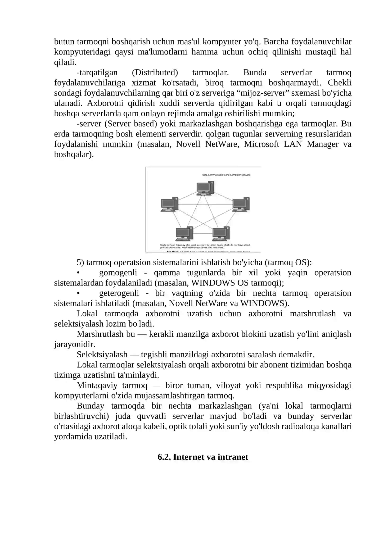 Ma’ruza 6. Kompyuter tarmoqlari 3