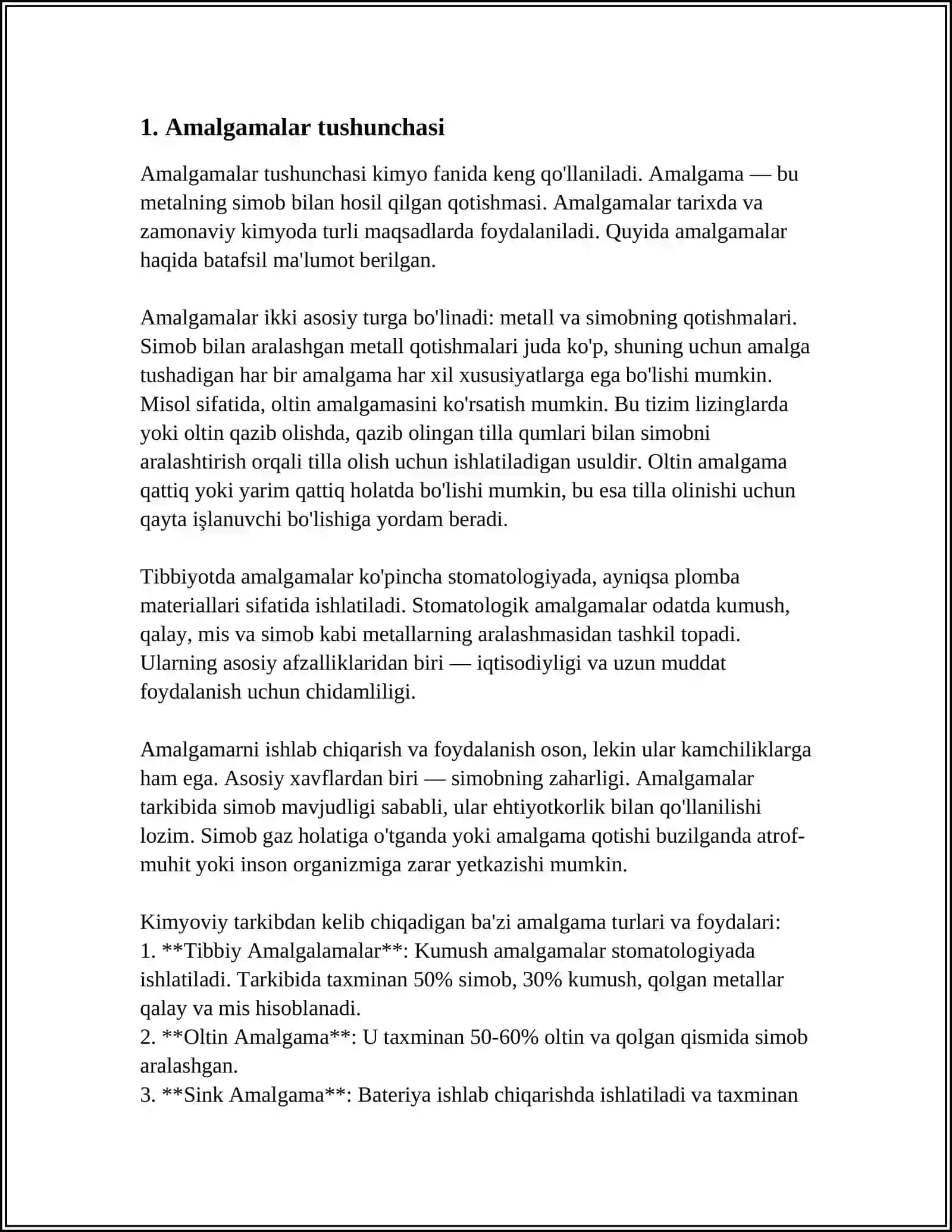 AMALGAMALAR. TURLARI VA XUSUSIYATLARI 3