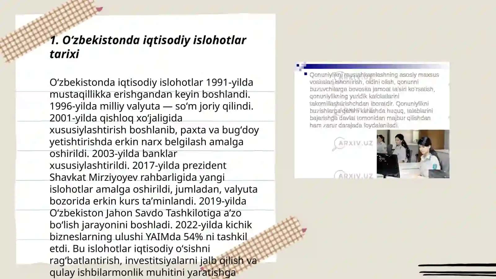 Iqtisodiy islohotlar, xususiy mulkchilikning shakllanishi 3