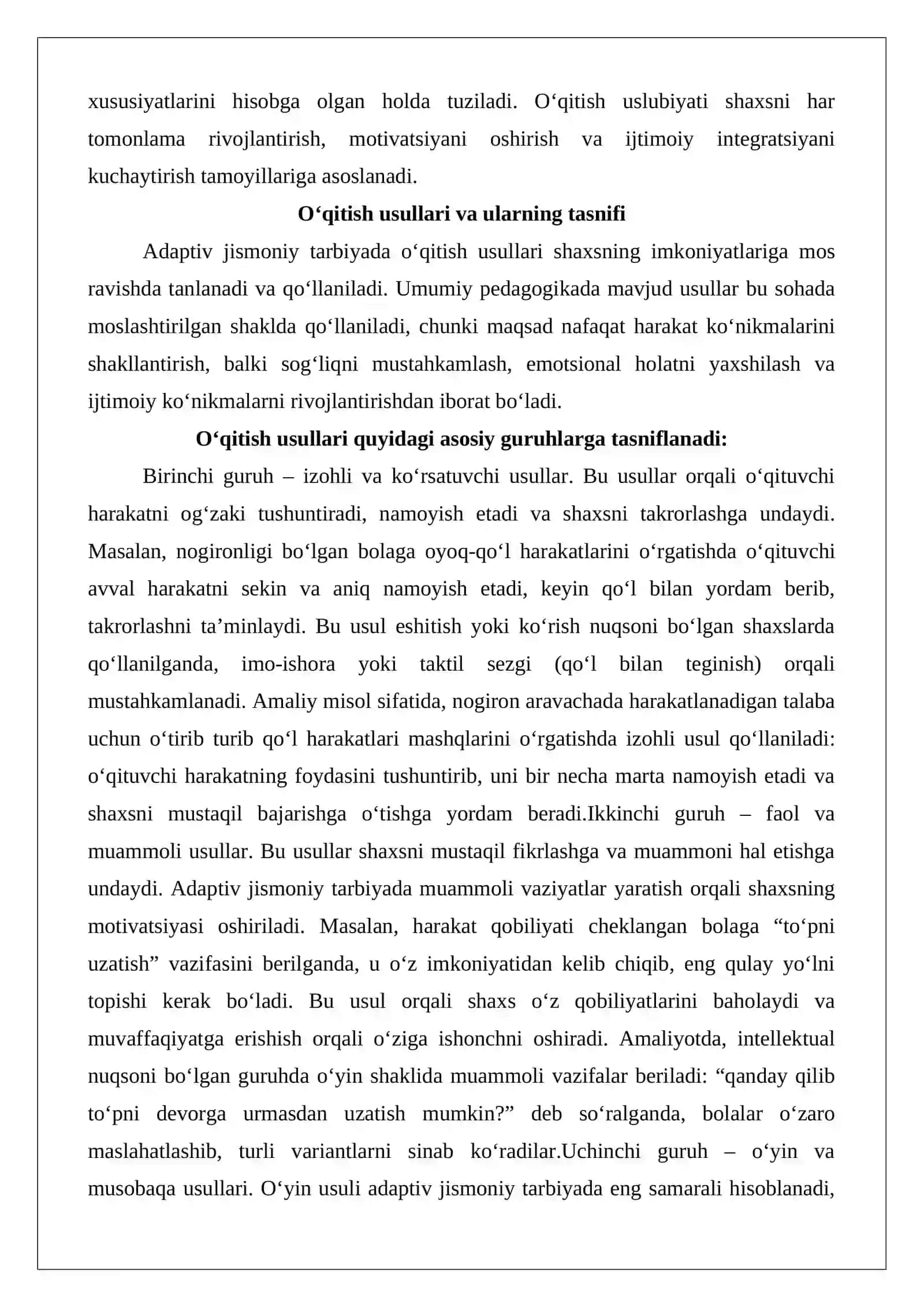 Adaptiv jismoniy tarbiya jarayonida o‘qitish uslubiyatining xususiyatlarini aniqlash 3