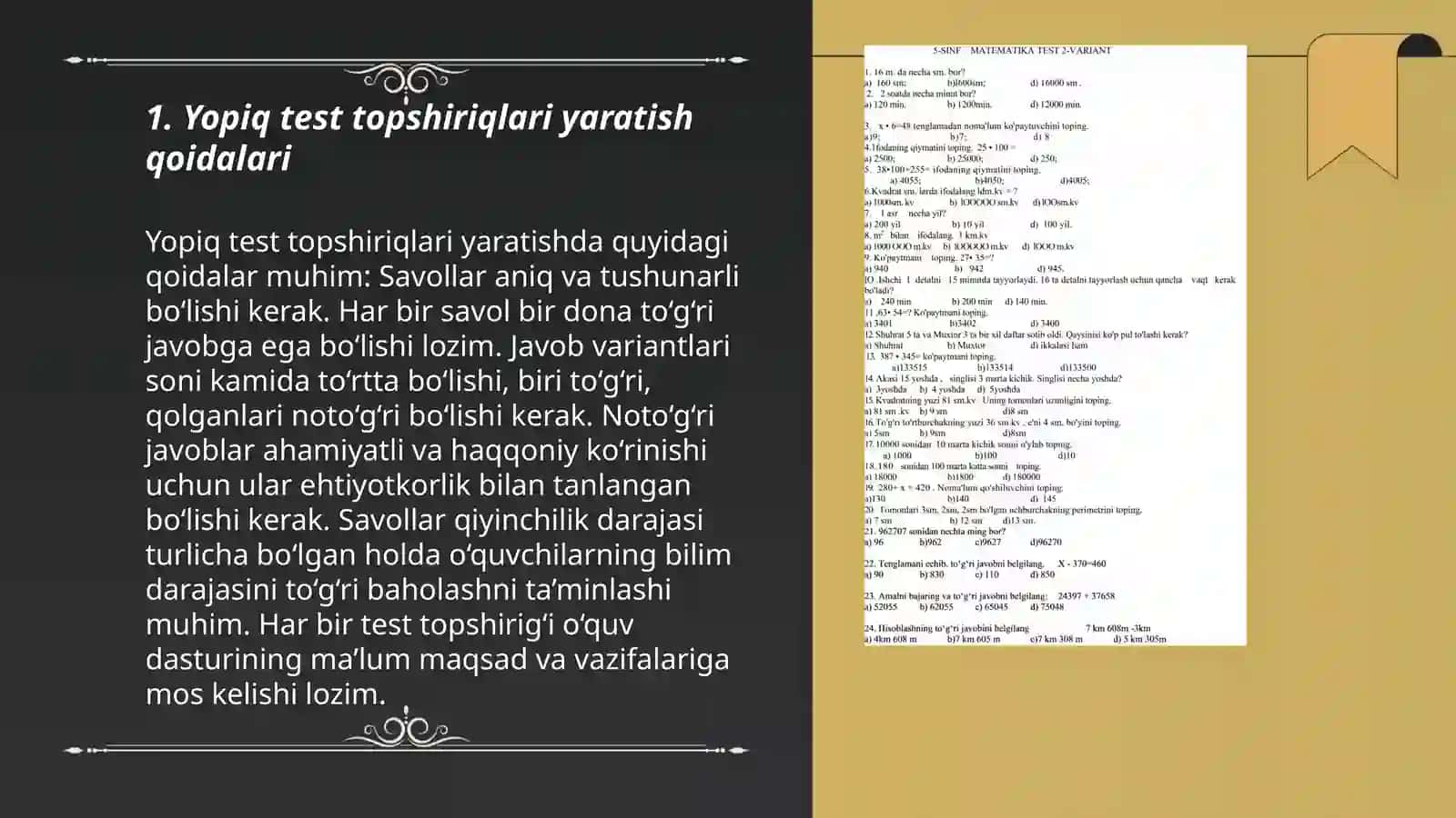 Yopiq test topshiriqlari yaratishning umumiy qoidalari 3