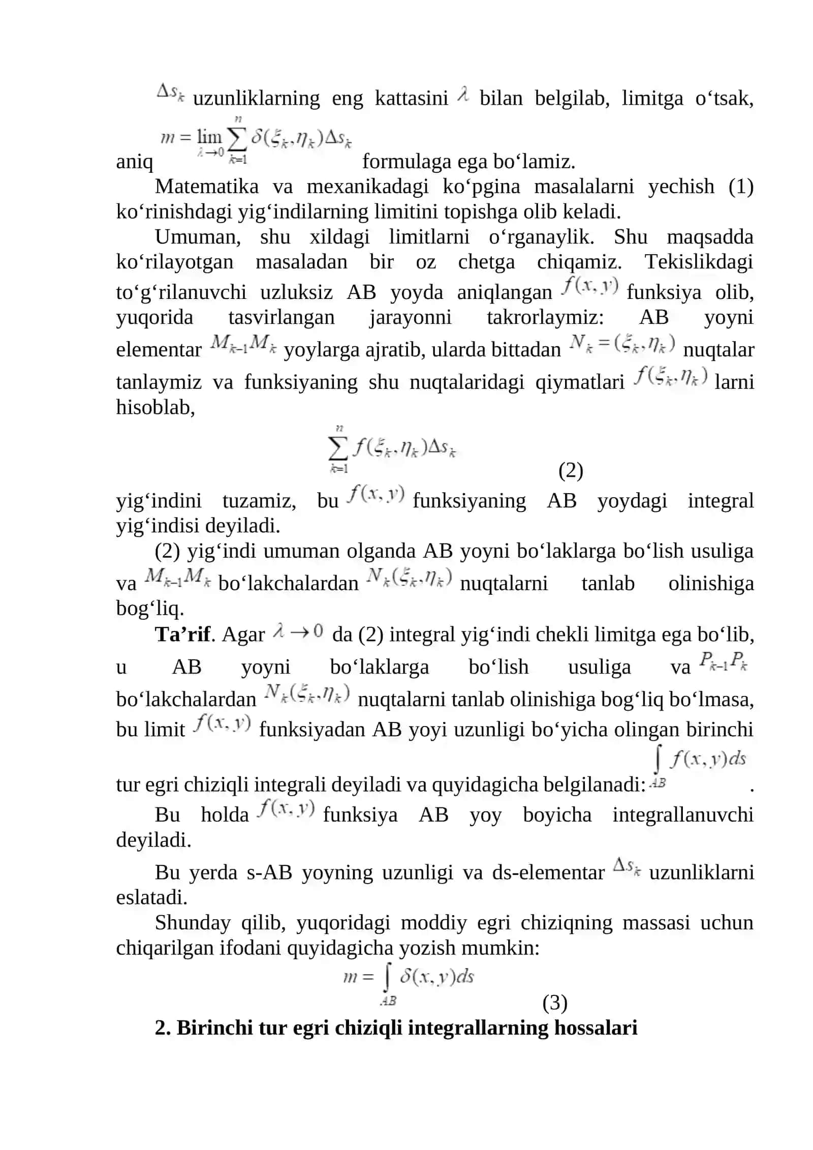 Egri chiziqli integralning hossalari 3
