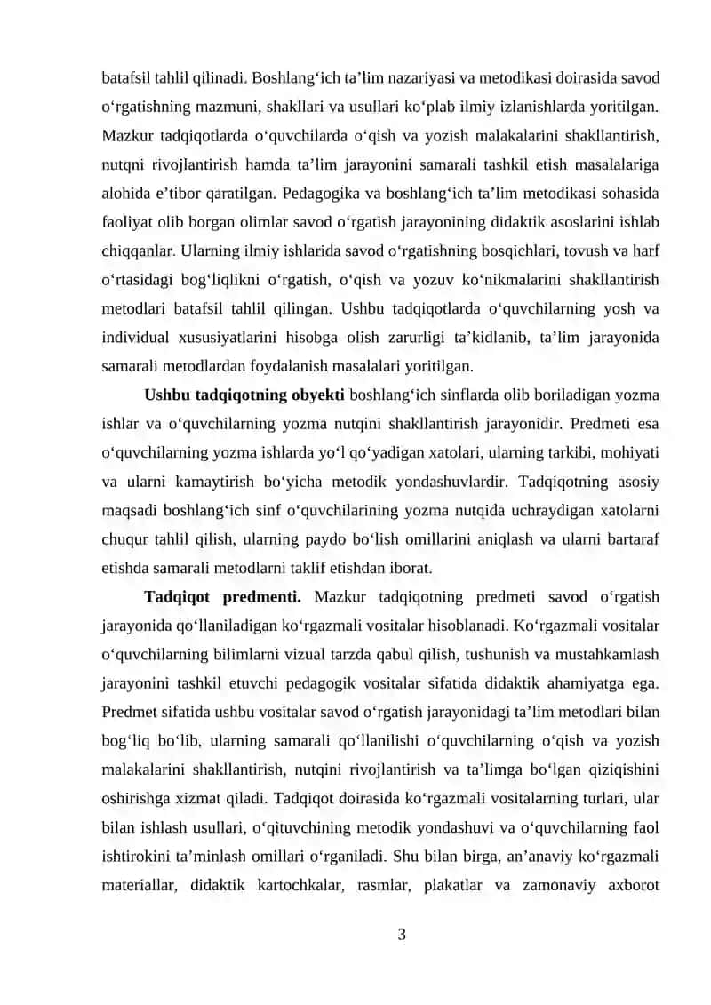 Boshlang‘ich sinf o‘quvchilarining yozma ishlarida yo‘l qo‘yilgan xatolari ustida ishlash 3