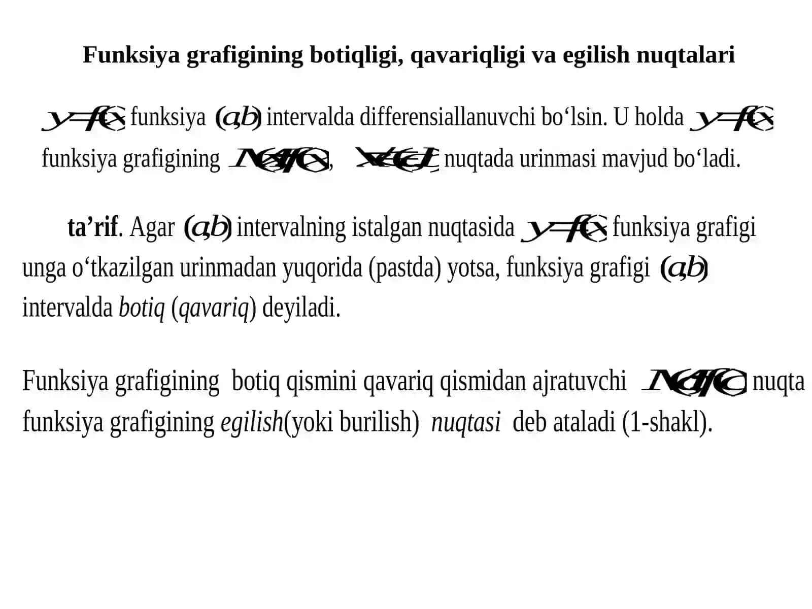 Funksiyagrafigining botiqligi, qavariqli va egilish nuqtalari 3