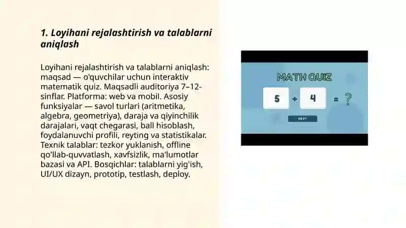Matematik o'yin (quiz) dasturini yaratish 3