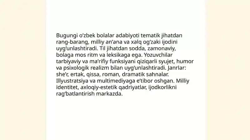 Hozirgi davrdagi òzbek bolalar adabiyoti 3