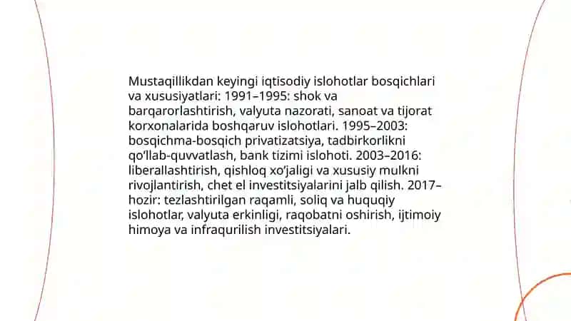 Oʻzbekistonda iqtisodiy islohotlar, xususiy mulkchilikning shakllanishi 3