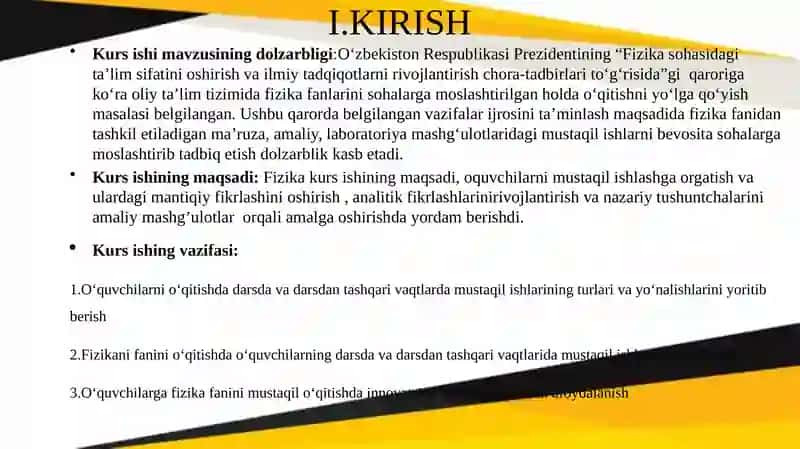 "Fizikani o‘qitishda o‘quvchilarni mustaqil ishlashga o‘rgatish" 3