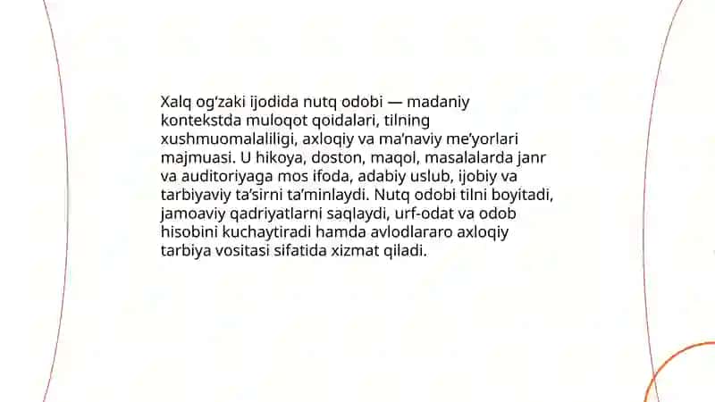 Xalq og'zaki ijodida nutq odobi 3