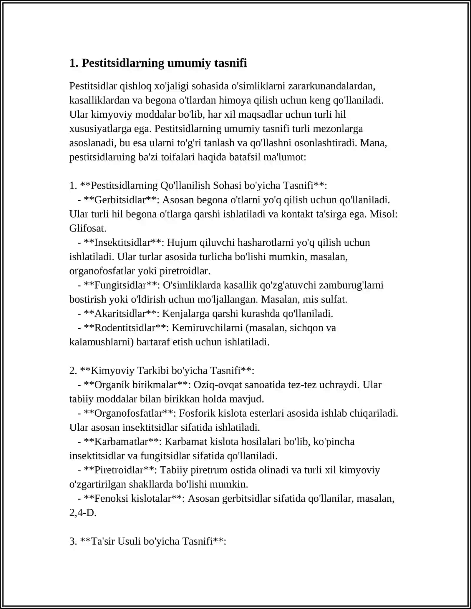 PESTITSID UMUMIY TASNIFI VA QISHLOQ XO'JALIGIDA QO'LLANILISHI ZARARLAR KELIB CHIQADIGAN KASALLIKLAR VA DAVOLASH PROFELAKTIKASI 3