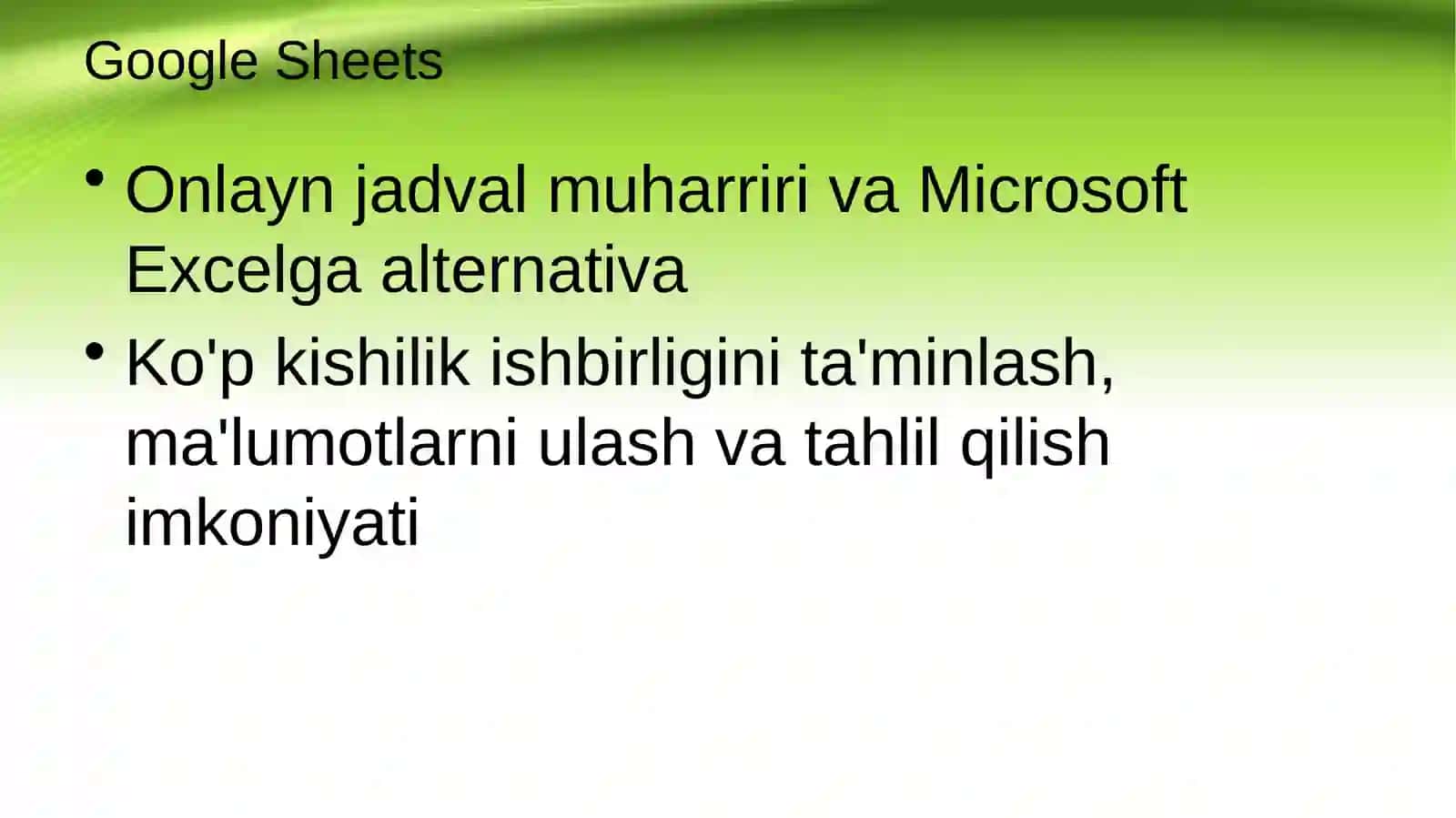 Iqtisodiy axborotni qayta ishlash uchun elektron jadval muharrirlardan foydalanish 3