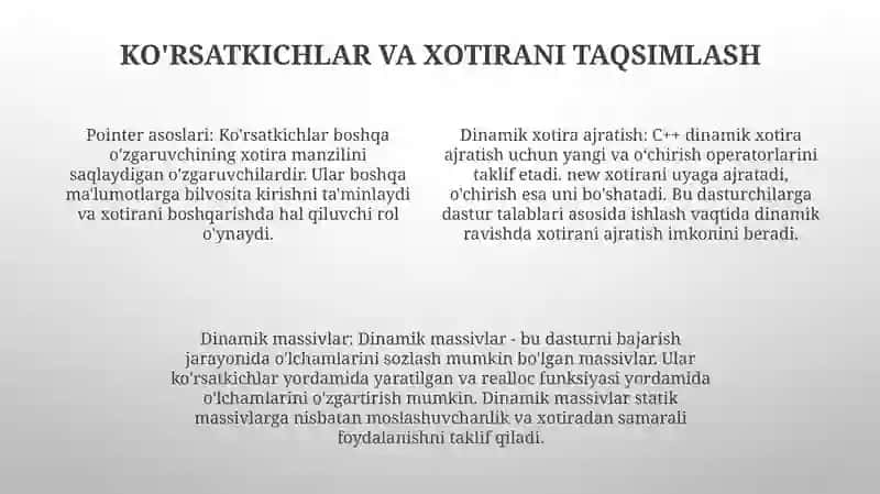 C++ Tilida Ko'Rsatkichlar Va Dinamik Massivlar 3