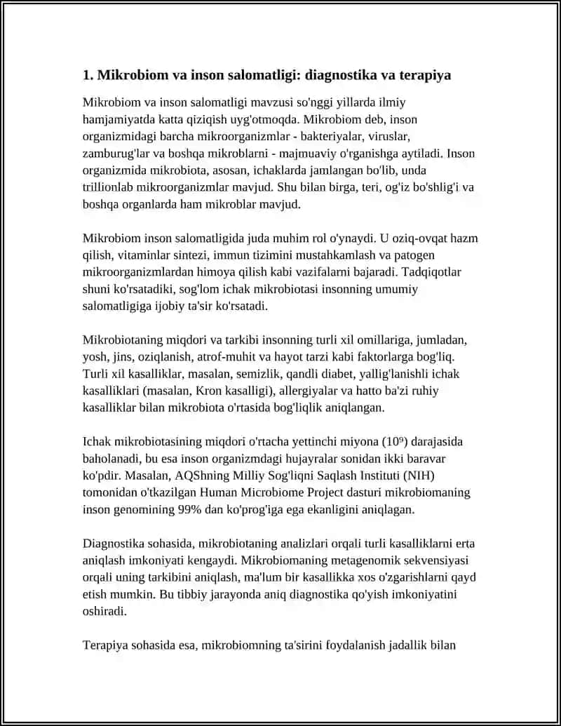 Mikrobiom va inson salomatligi: diagnostika va terapiya 3
