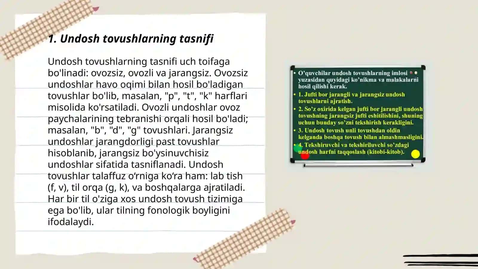 Undosh tovushlar talaffuzi va imlosi 3