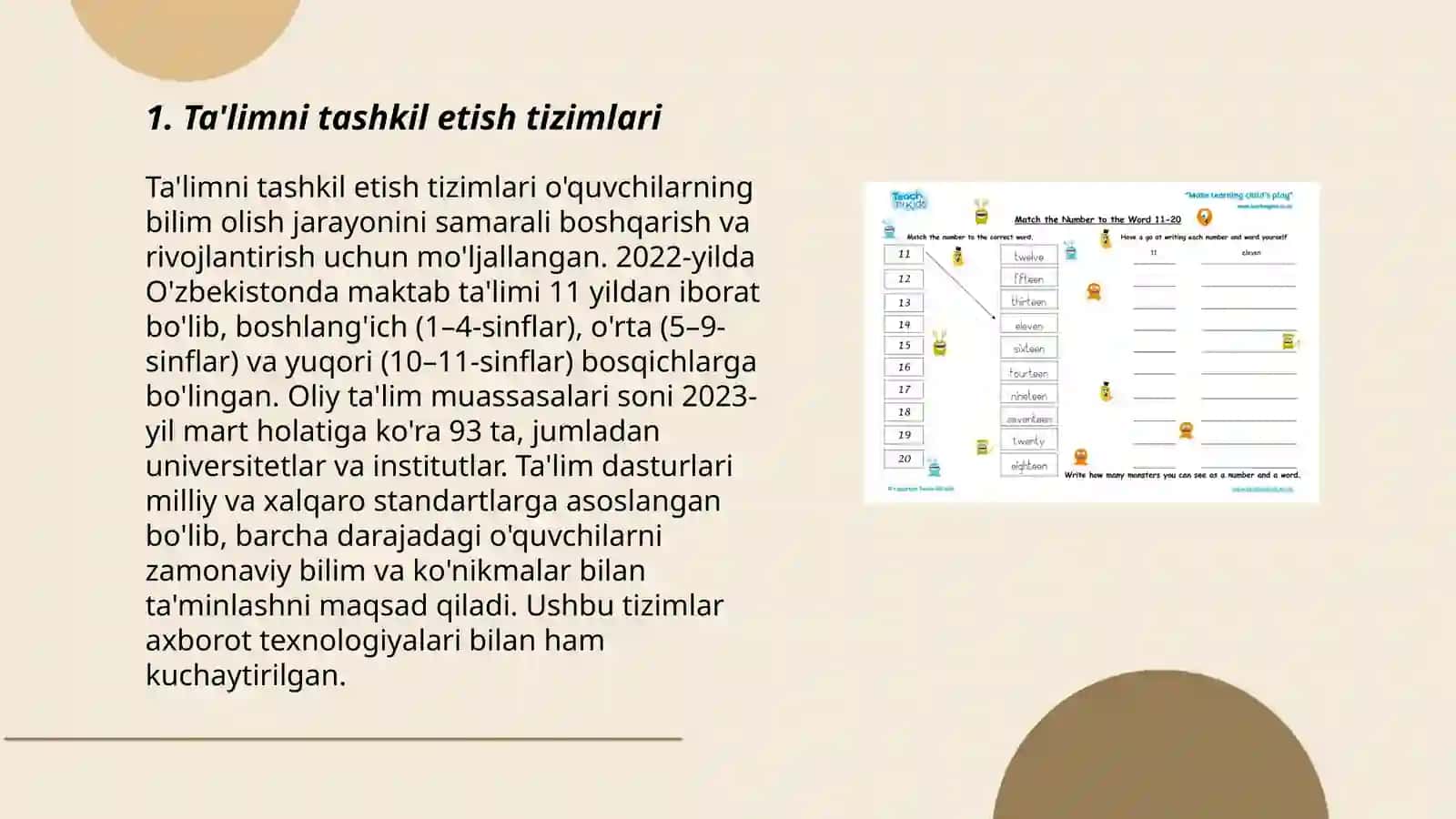 Ta'limni tashkil etish tizimlari 3