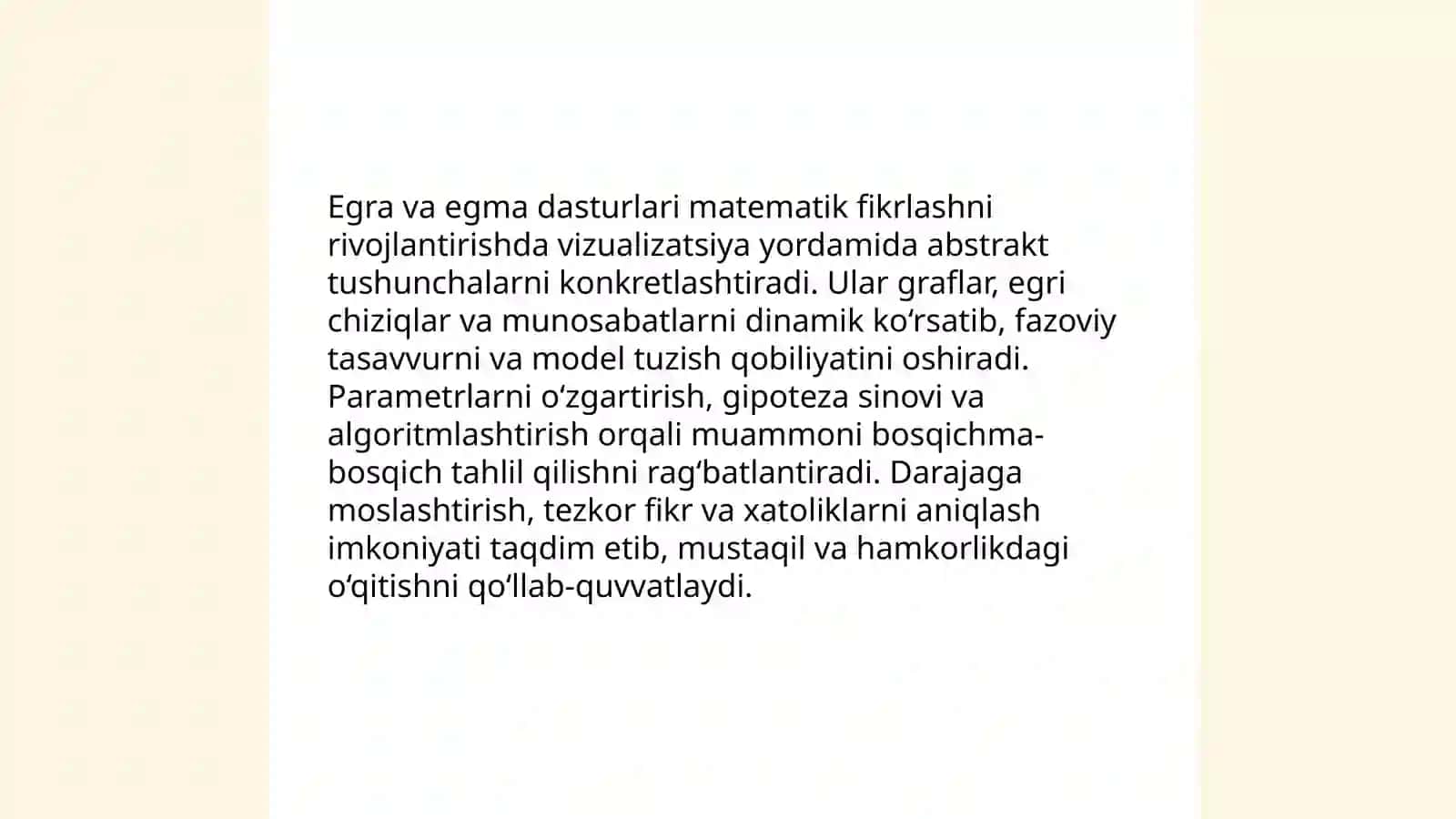 Egra va egma dasturlarining matematik talimidagi ahamiyati 3