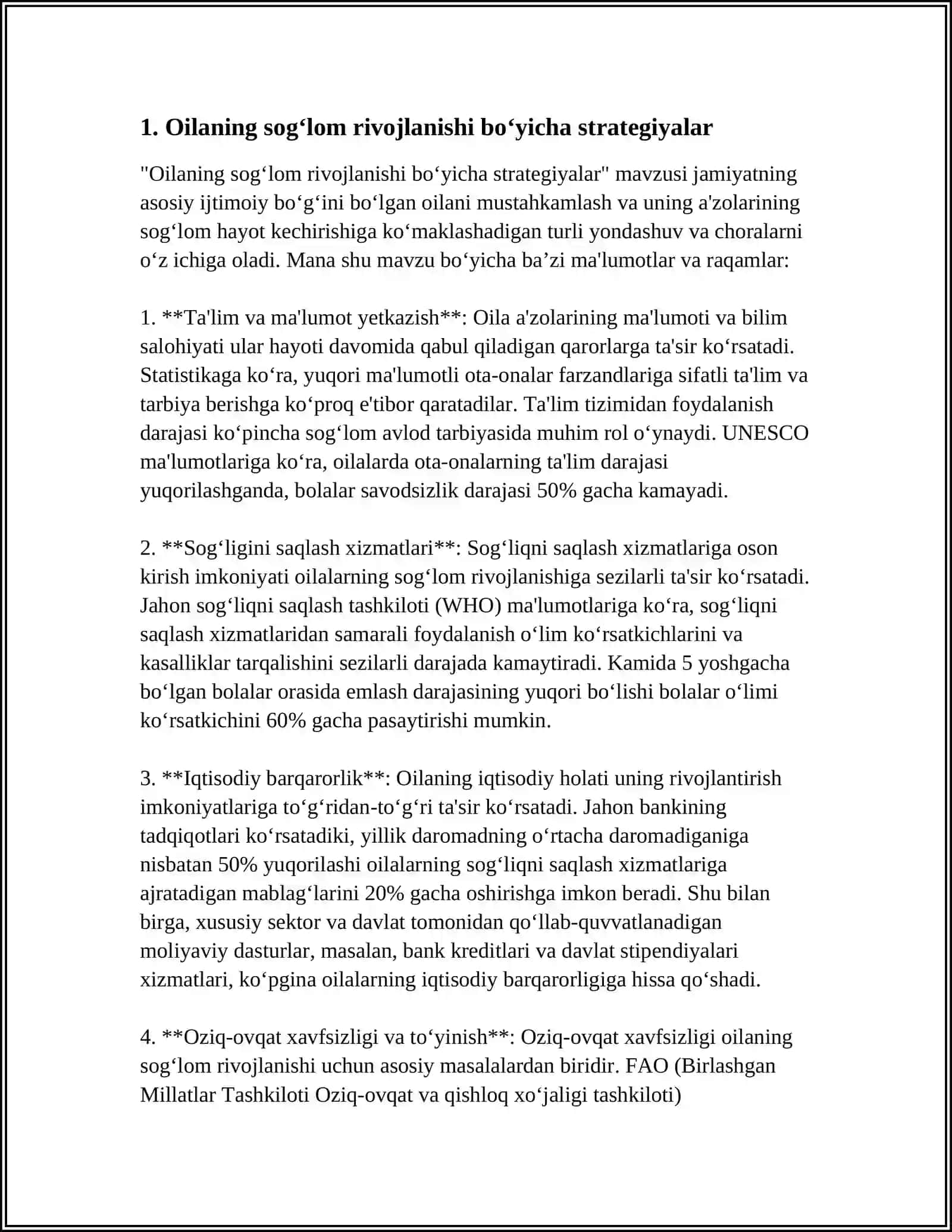 OILANI REJALASHTIRISH. REPRODUKTIV SALOMATLIK SIFATINI BELGILOVCHI OMILLAR. DEMOGRAFIK SIYOSAT KONTSEPTSIYASI. JINSIY SALOMATLIK, REPRODUKTIV SALOMATLIK. JINSIY YO‘L BILAN YUQADIGAN KASALLIKLARNI (JYYK) OLDINI OLISH 3