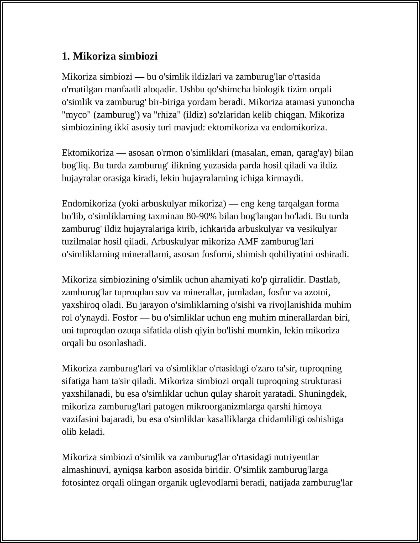 MIKROORGANIZMLARNI O‘SIMLIKLAR BILAN SIMBIOZ MUNOSABATLARI 3