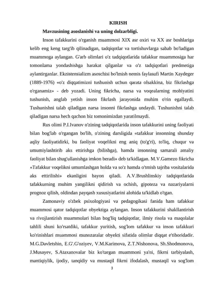 Inson tafakkurini o'rganish 3