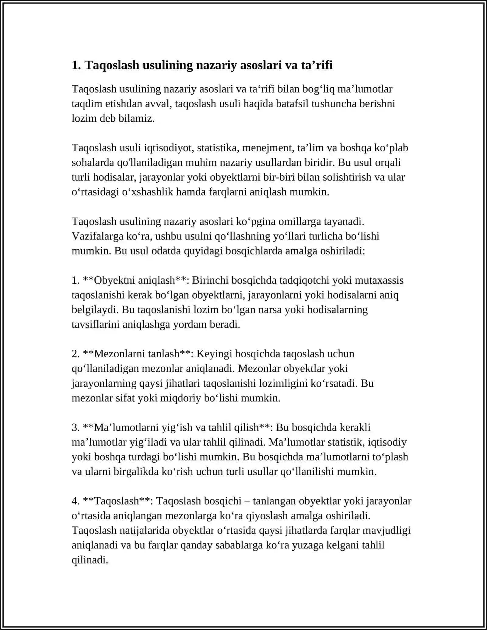 TAQOSLASH USULI VA UNI TAHLILDA QÒLLANILISHI 3