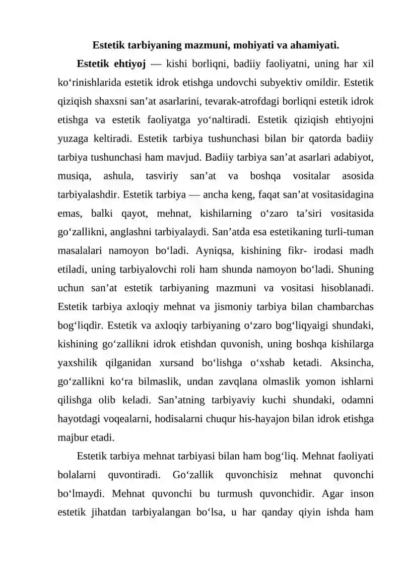 Estetik tarbiya 3