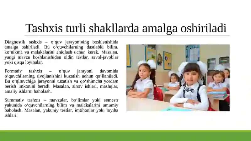 O‘quvchilarning bilim, ko'nikma va malakalarini tashxis etish. 3