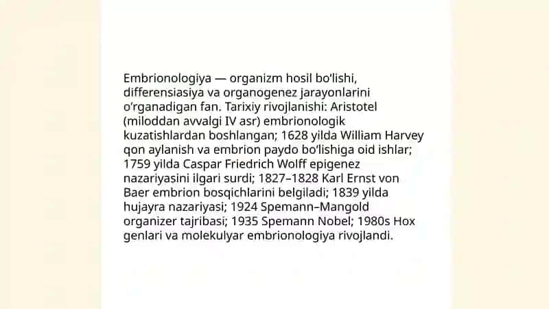 Odаm embrionologiyasi asoslari 3