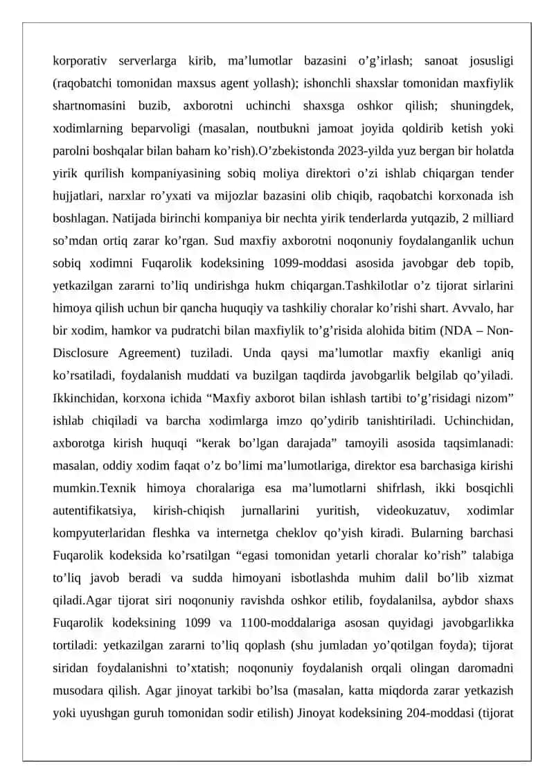 Oshkor etilmagan axborotni noqonuniy foydalanishdan muhofaza qilis 3
