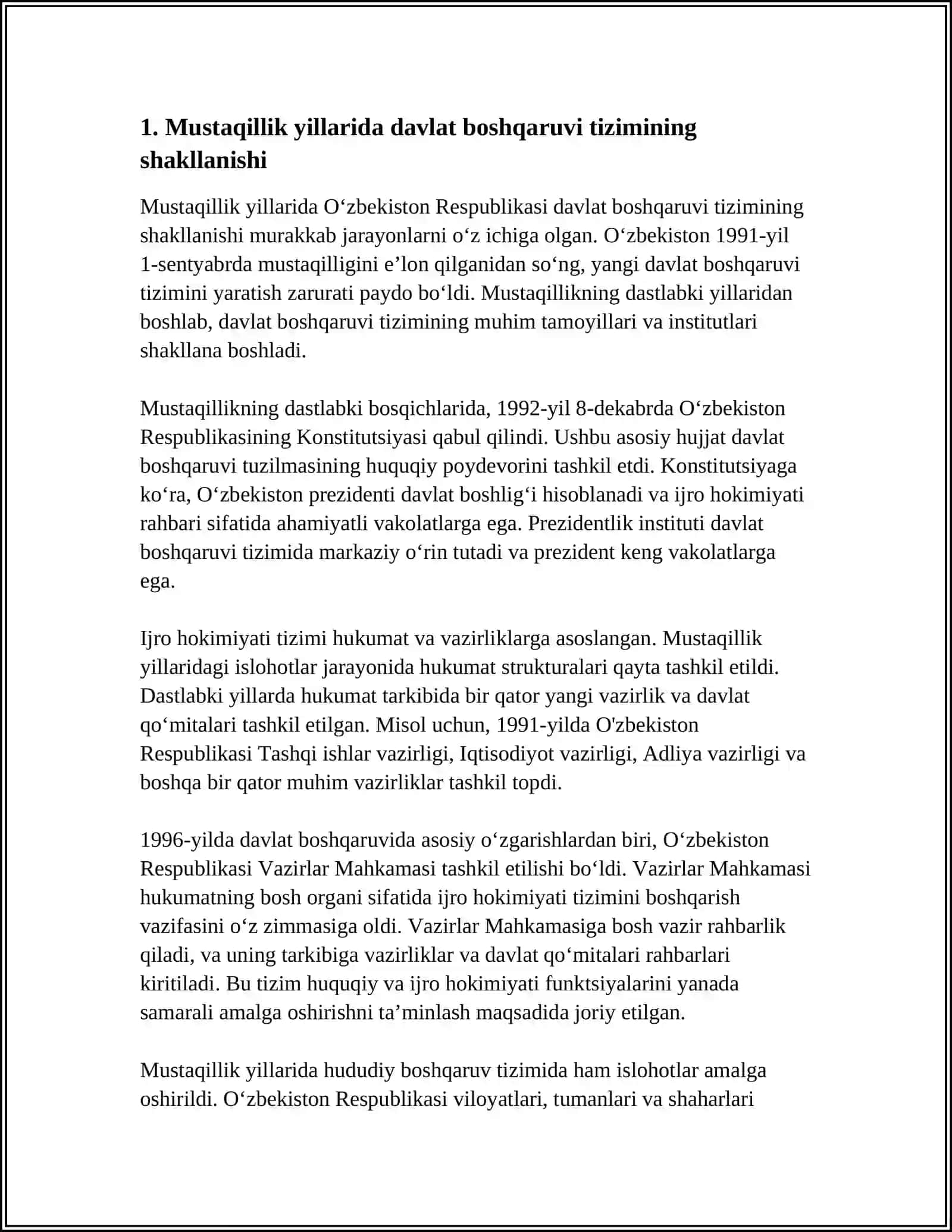 MUSTAQILLIK YILLARIDA DAVLAT BOSHQARUVI 3