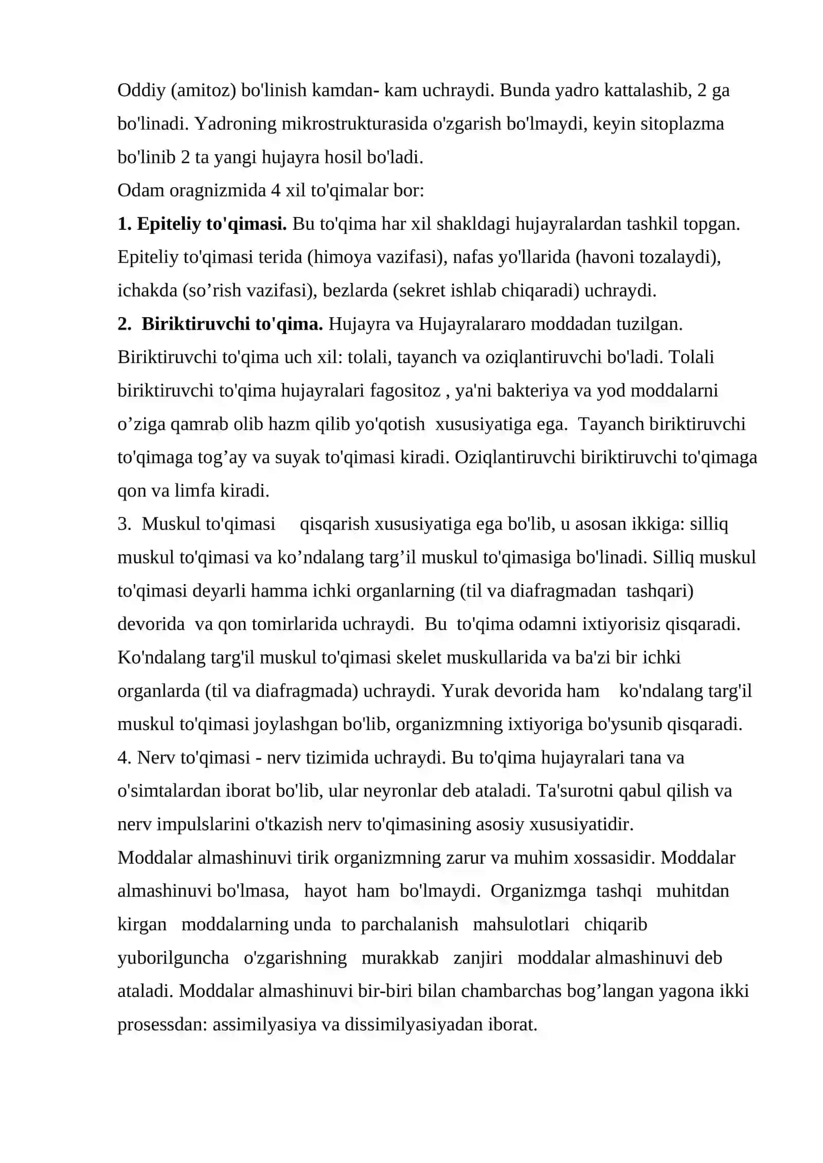 Hujayra va to'qima. Moddalar va energiya almashinuvi. Endokrin tizim 3