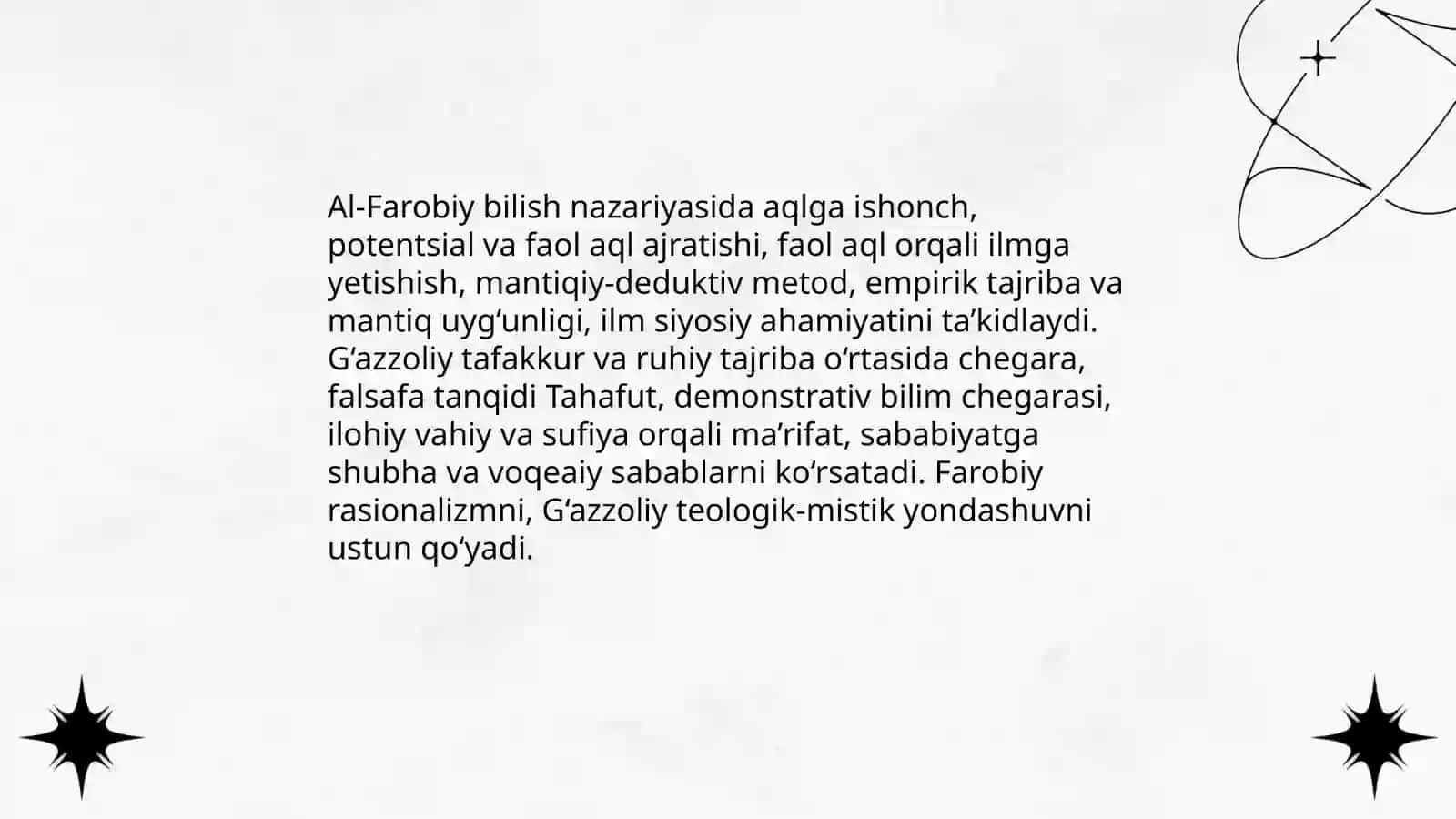 Abu Nasr Forobiy va G'azzoliyning falsafa ilmiga oid garashlarini qiyosiy tahlil etish 3
