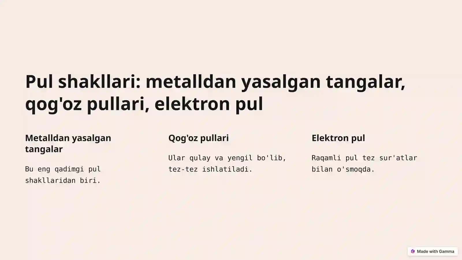 Pul shakllari va turlarining rivojlanish evolyutsiyasi 3