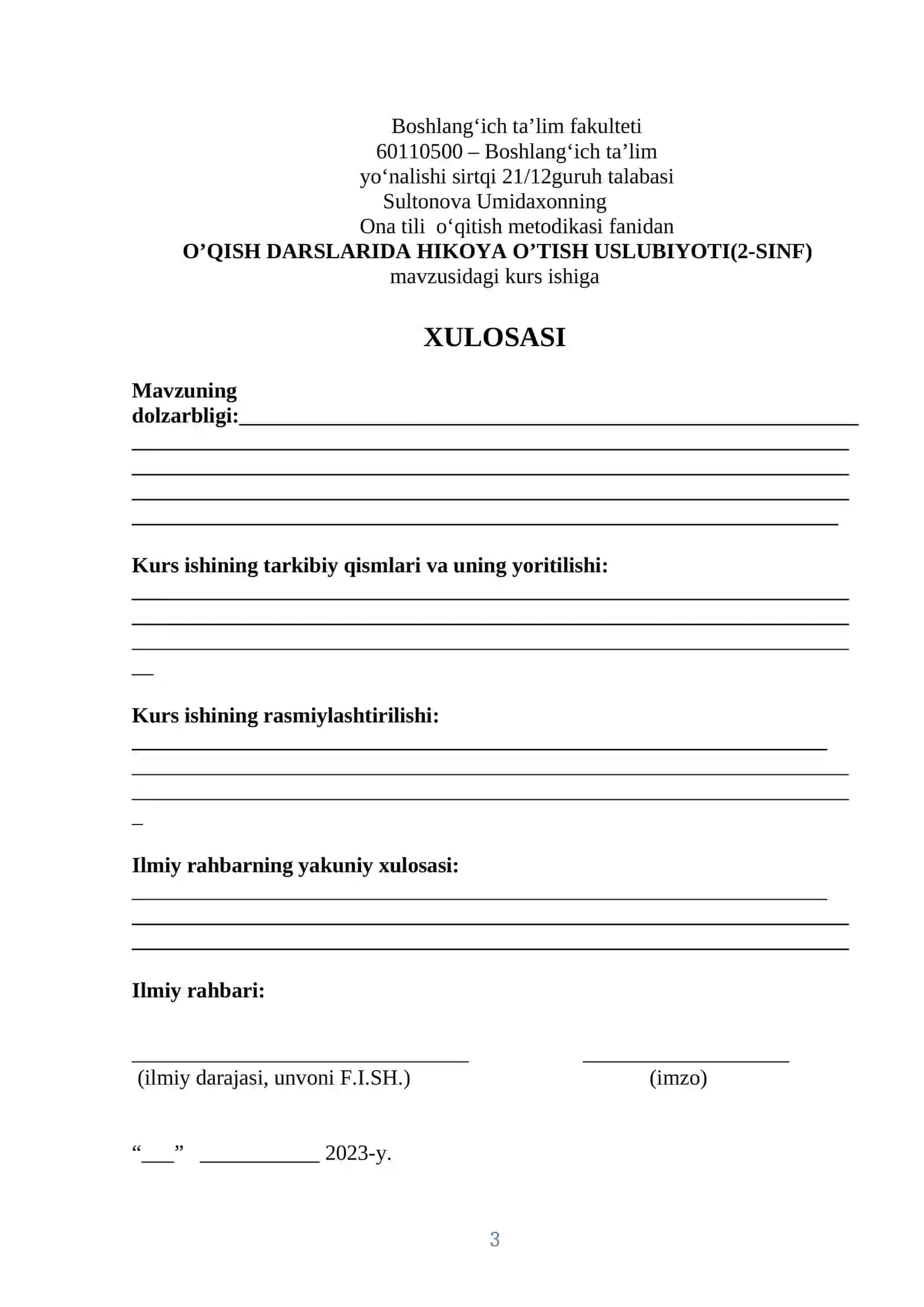 O’QISH DARSLARIDA HIKOYA O’TISH USLUBIYOTI (2-SINF) 3