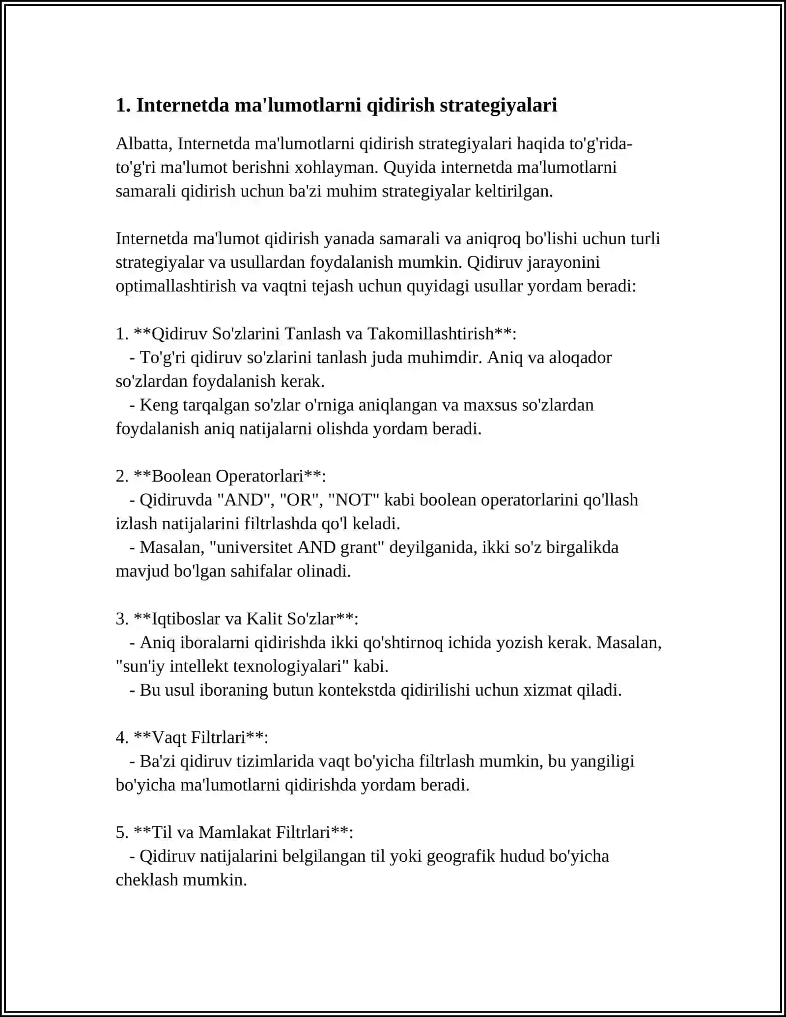 INTERNET TARMOG'IDA MUTAXASSISLIKKA DOIR MALUMOTLARNI IZLASH VA FOYDALANISH 3