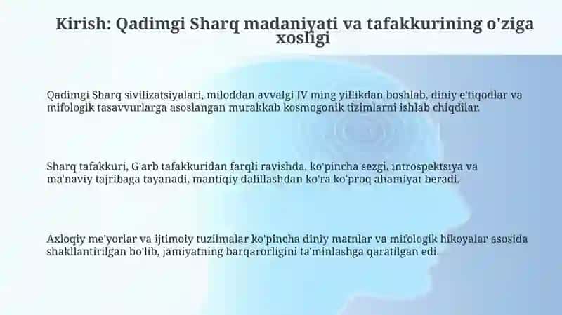 Qadimgi Sharqda asotiriy tasavvurlar va falsafiy bilimiarning paydo bo'lishi 3
