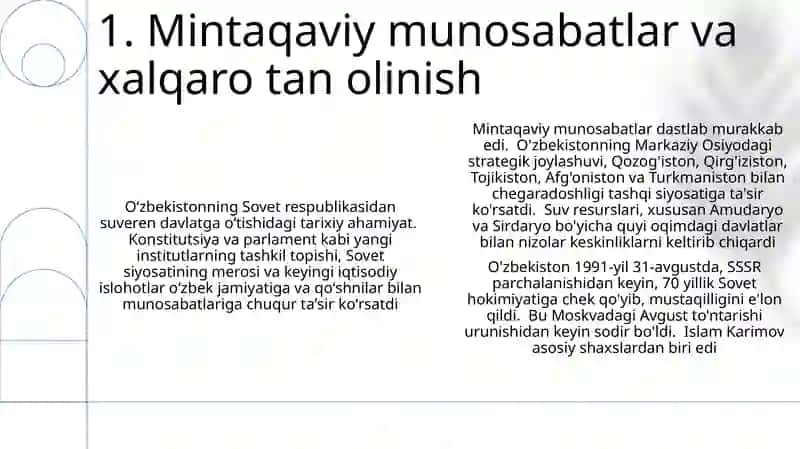 Mustaqil Ozbekiston Respublikasining tashkil topishi va uning tarixiy ahamiyati 3