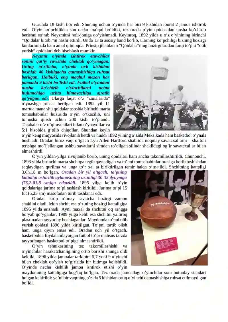 Jahonda va O’zbekistonda basketbolning paydo bo’lishi va rivojlanishi tarihi tarixi 3