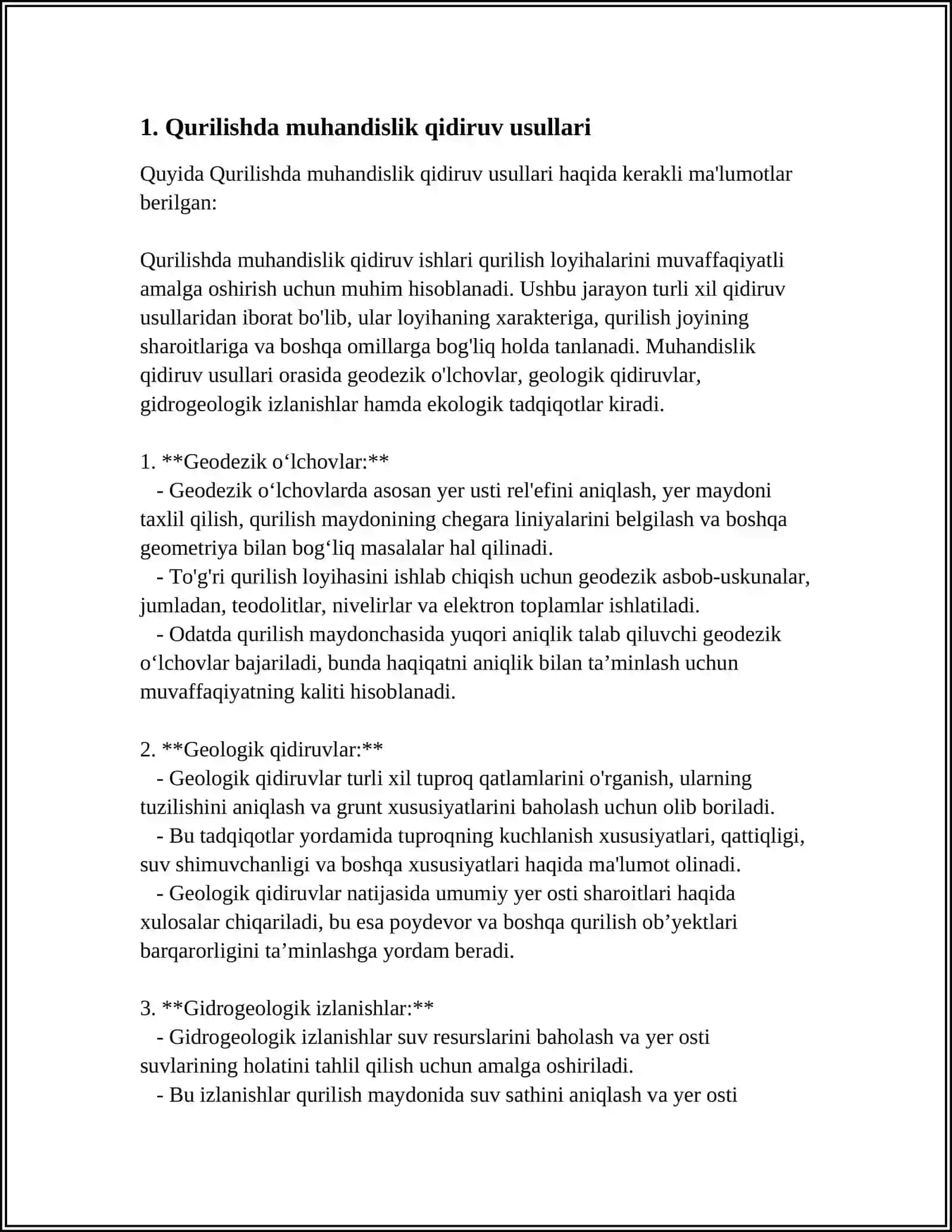 Qurilishda muhandislik qidiruv usullari 3