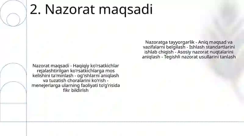 Nazorat Qilishning Maqsadi, Vazifalari Va Unga Qo'Yiladigan Talablar 3