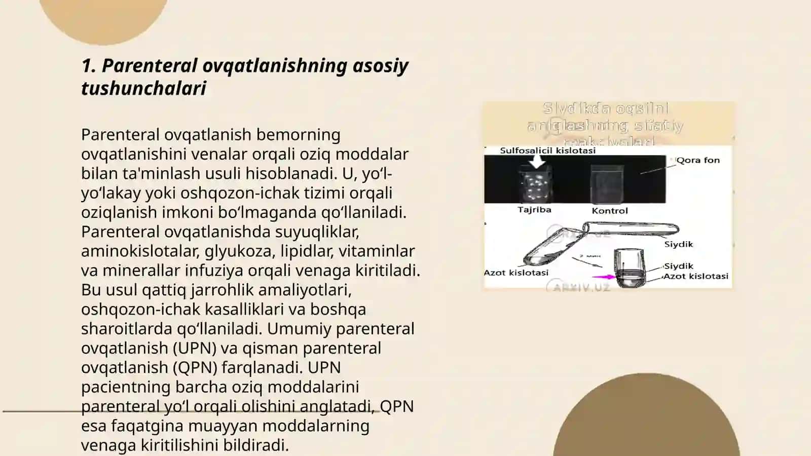 Parentral ovqatlanish va uning klinik ahamiyati 3