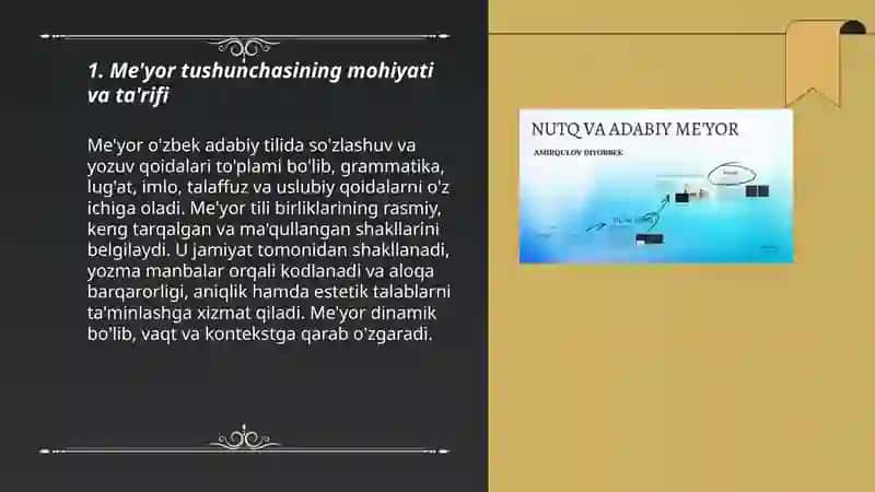 Me'yor tushunchasi. Oʻzbek adabiy tili me'yorlari 3