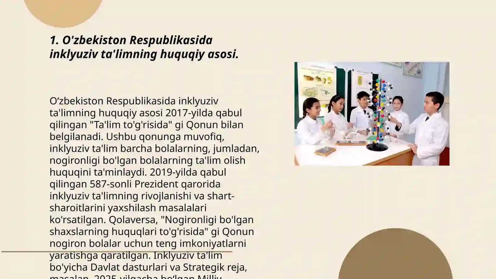 O'zbekistonda inklyuziv ta'limning me'yoriy huquqiy bazasini tahlil qilish Laylo 3