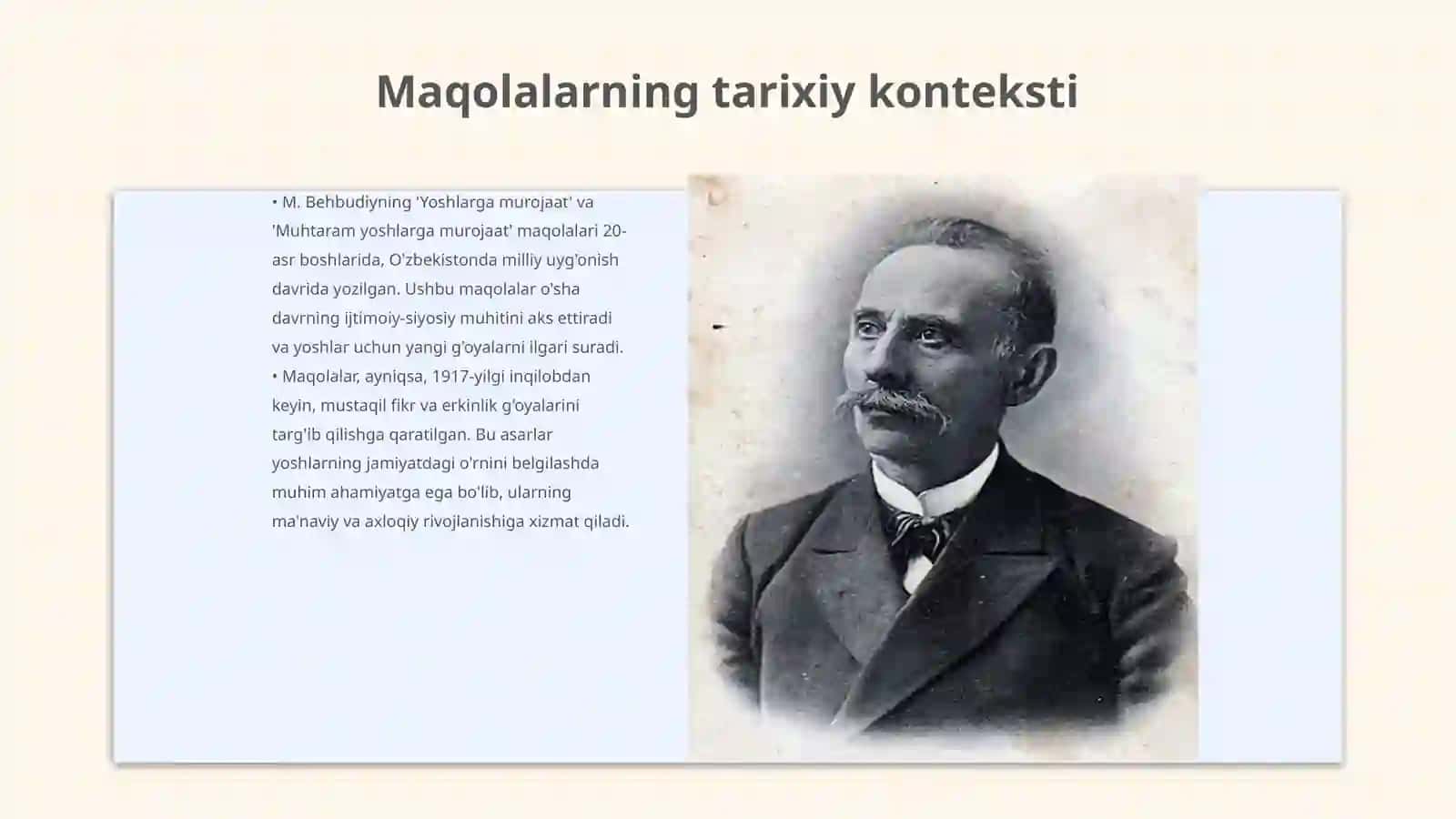 M. Behbudiyning " Yoshlarga murojaat" va " Muhtaram yoshlarga murojaat" maqolalarini tahlil etish 3