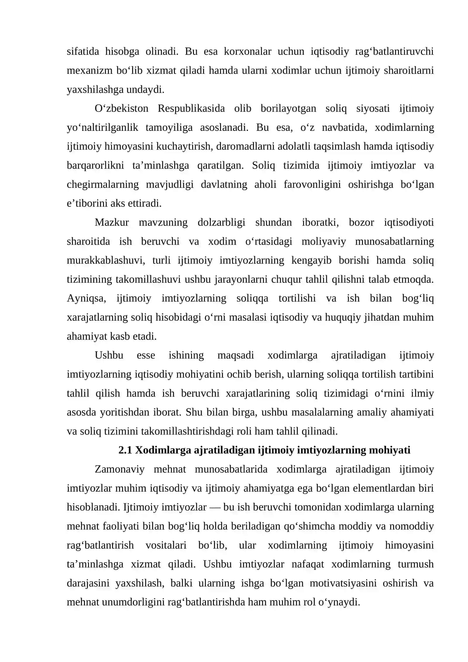 XODIMLARGA AJRATILGAN IJTIMOIY IMTIYOZLAR VA ISH BILAN BOG‘LIQ BO‘LGAN XARAJATLARNING SOLIQQA TORTILISHI 3