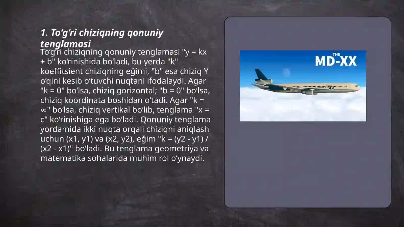 Tekislikda to‘g‘ri chiziqlarning umumiy tenglamasi 3