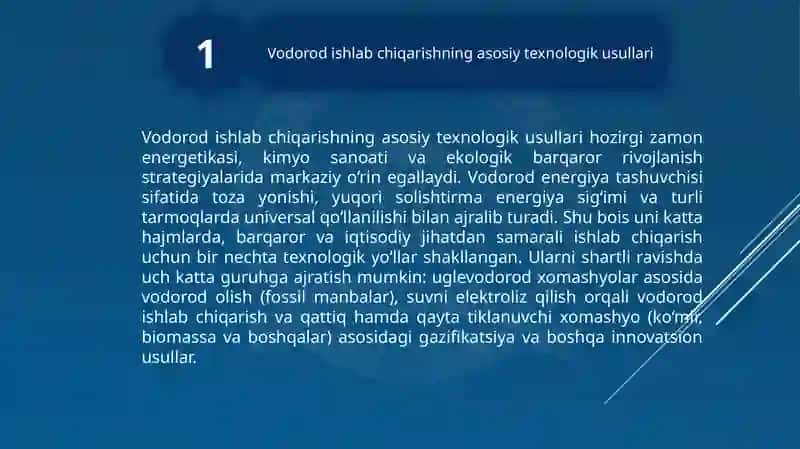 Vodorod ishlab chiqarish texnologiyasi 3