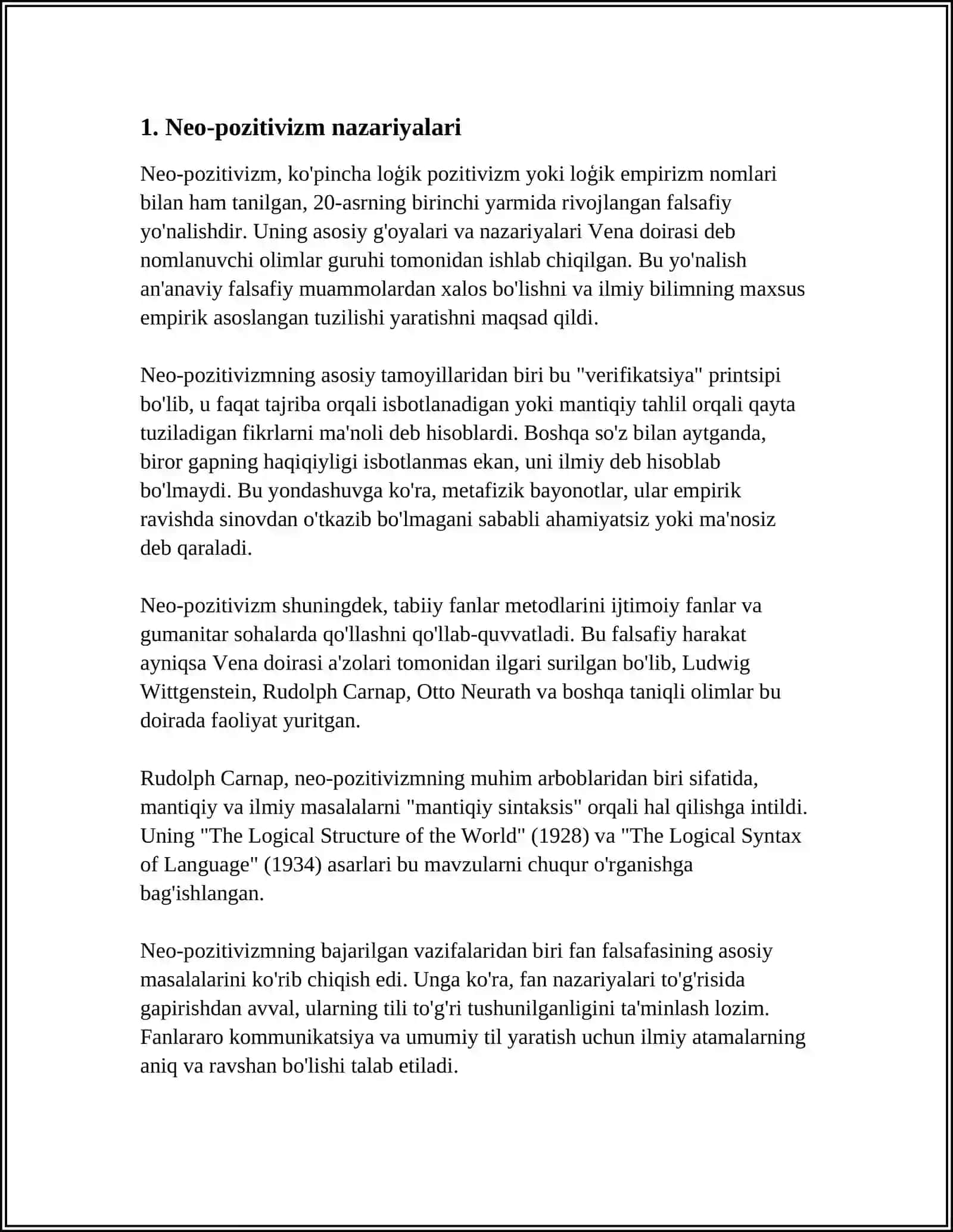 SOTSIOLOGIYAGADA NEOPOZITIVIZM YOʻNALISH VAKILI 3