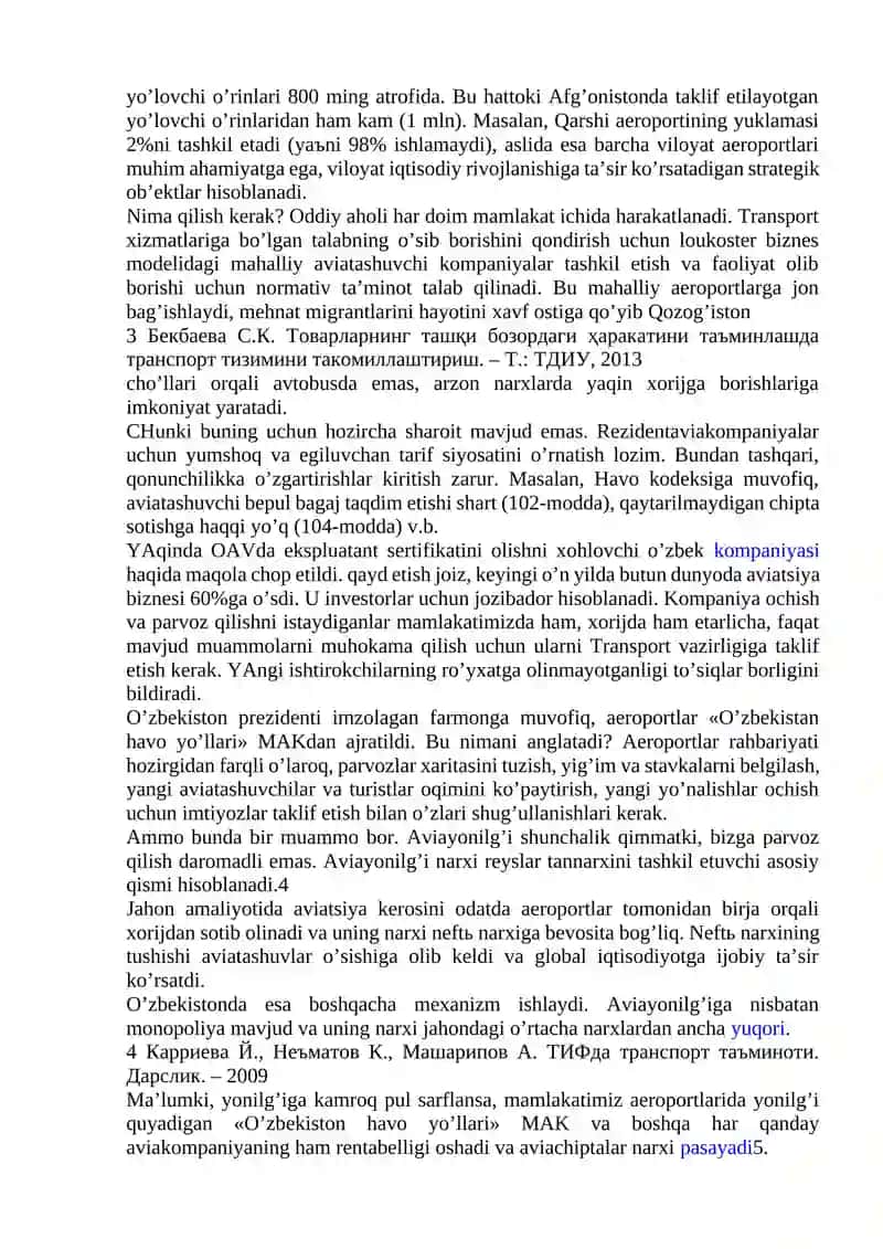 Rеspublikаmizdа аviа vа tеmir yo’l trаnspоrtidа yuk vа yo’lоvchi tаshishdаgi muаmmоlаr 3