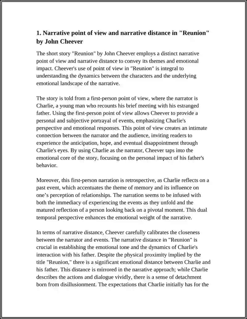 "REUNION" BY JOHN CHEEVER STYLISTIC ANALYSTIC 3
